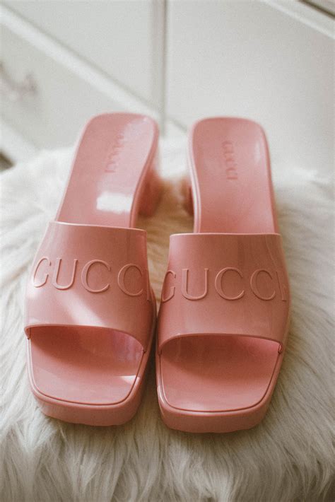 gucci striped rubber slides pink|Gucci slides pink fluffy.